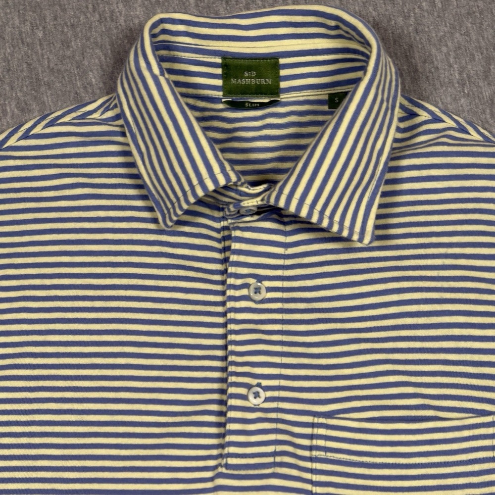 Sid Mashburn Polo Shirt Mens Small Slim Pique Golf Preppy Striped Stretch Pocket